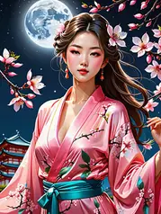 Peach Blossoms Reflecting Human Faces
